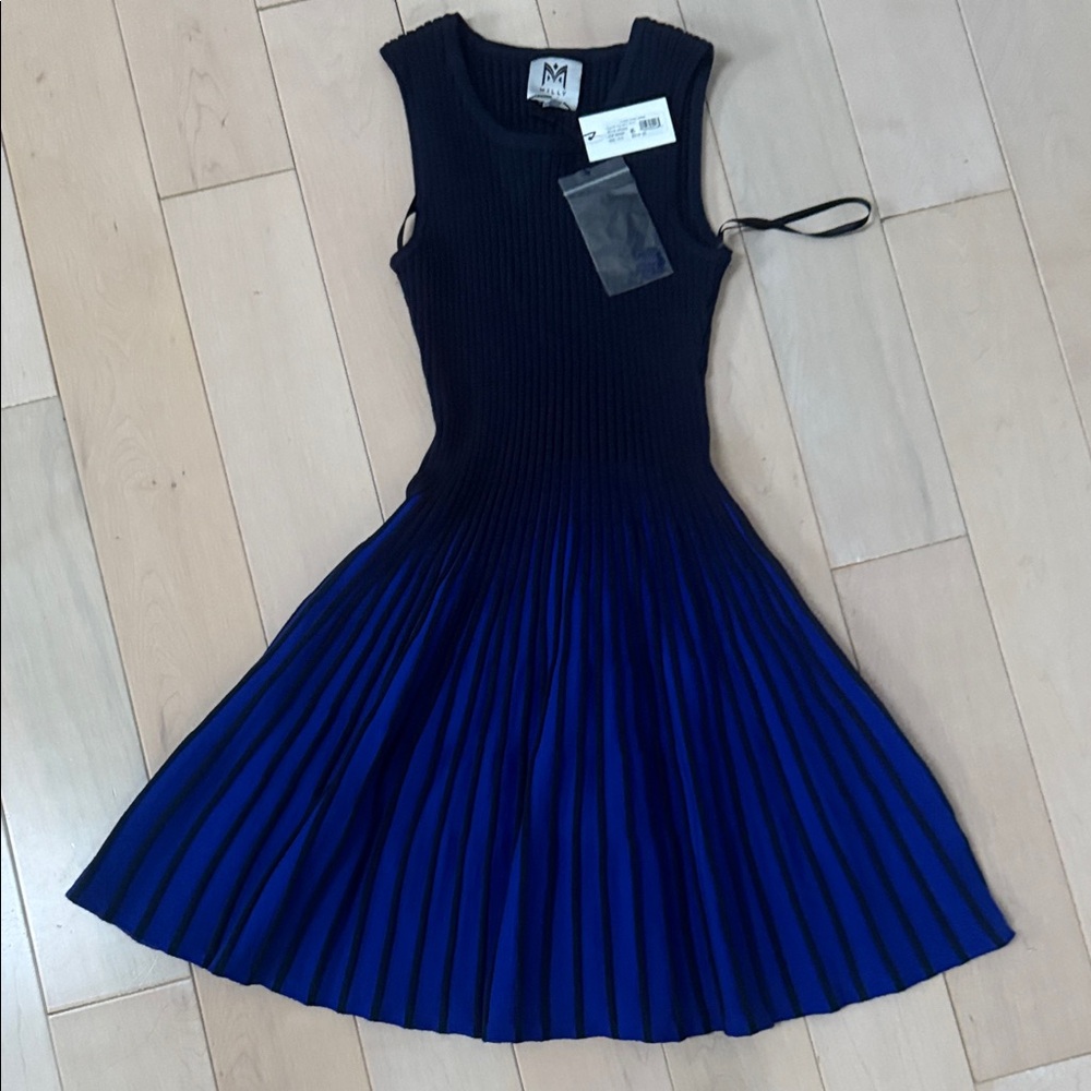 Milly Navy and Royal Blue Ribbed Dress